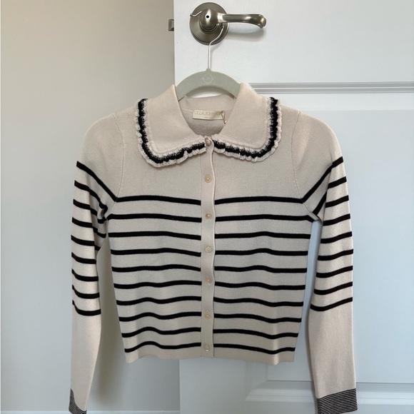 Ulla Johnson Brown and Cream Striped Cardigan